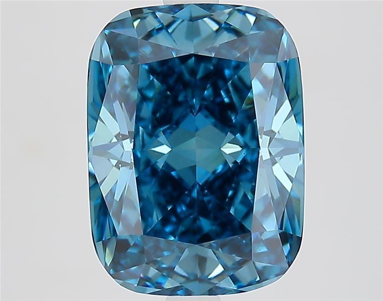 3.86 Ct. Fancy Vivid  Blue Cushion Lab Grown Diamond