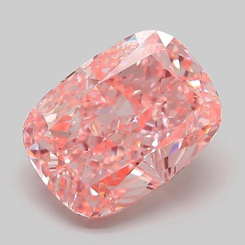 4.17 Ct. Fancy Vivid  Pink Cushion Lab Grown Diamond