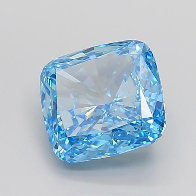 5.31 Ct. Fancy Vivid Blue Cushion Lab Grown Diamond
