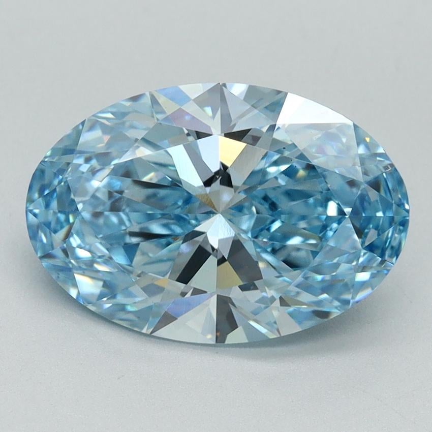 3.30 Ct. Fancy Vivid Blue Oval Lab Grown Diamond