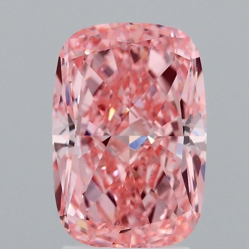 3.02 Ct. Fancy Vivid Pink Cushion Lab Grown Diamond