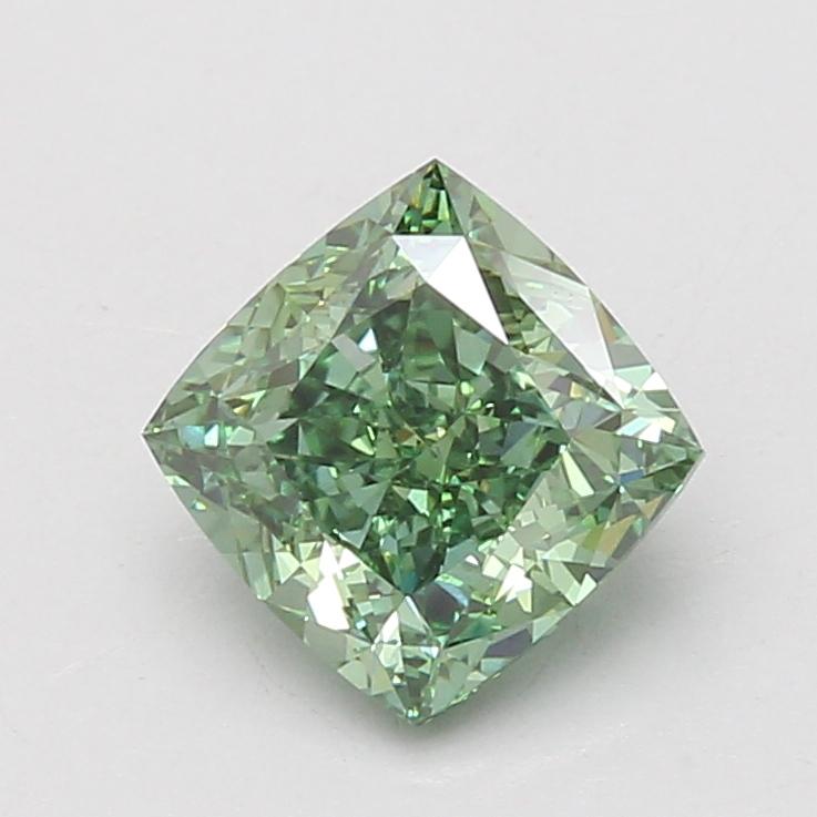 2.09 Ct. Fancy Vivid Green Cushion Lab Grown Diamond