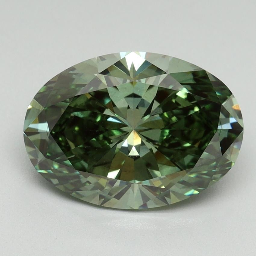 3.07 Ct. Fancy Vivid Pacific Green Oval Lab Grown Diamond