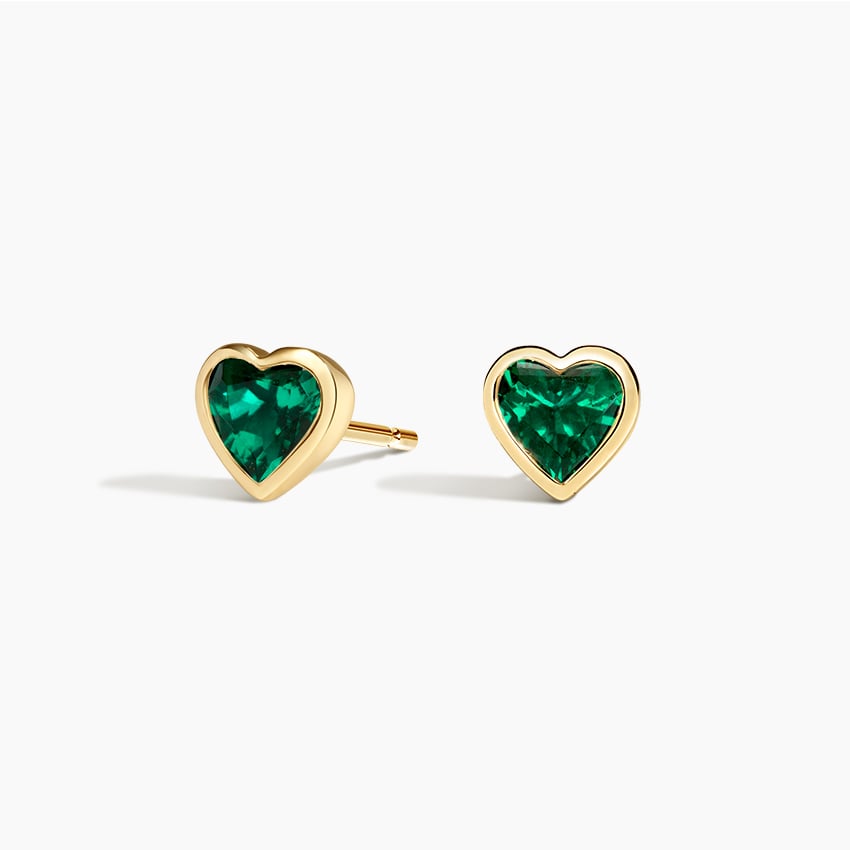 Emerald Heart Drop Earrings - Emeralds International LLC.