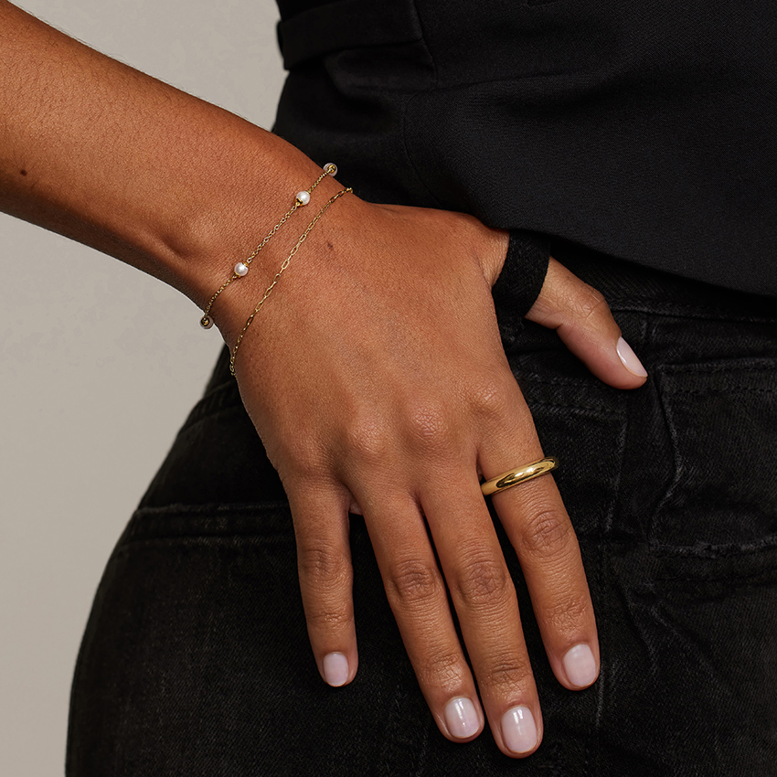 14K Yellow Gold Devon Paperclip Chain Bracelet (Extra Small)