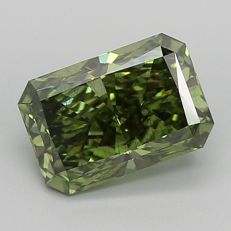 4.06 Ct. Fancy Vivid  Green Radiant Lab Grown Diamond
