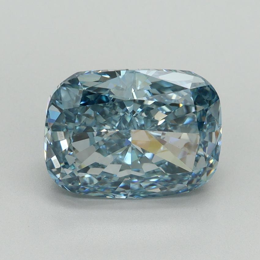 3.19 Ct. Fancy Vivid Blue Cushion Lab Grown Diamond
