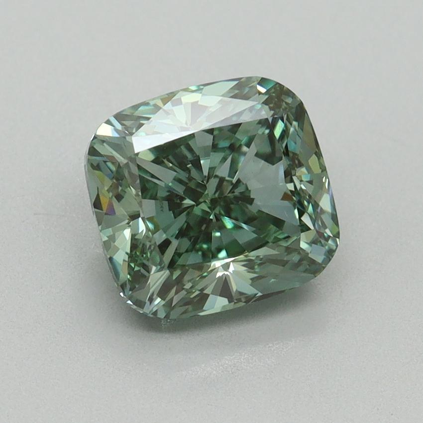 2.40 Ct. Fancy Vivid Green Cushion Lab Grown Diamond