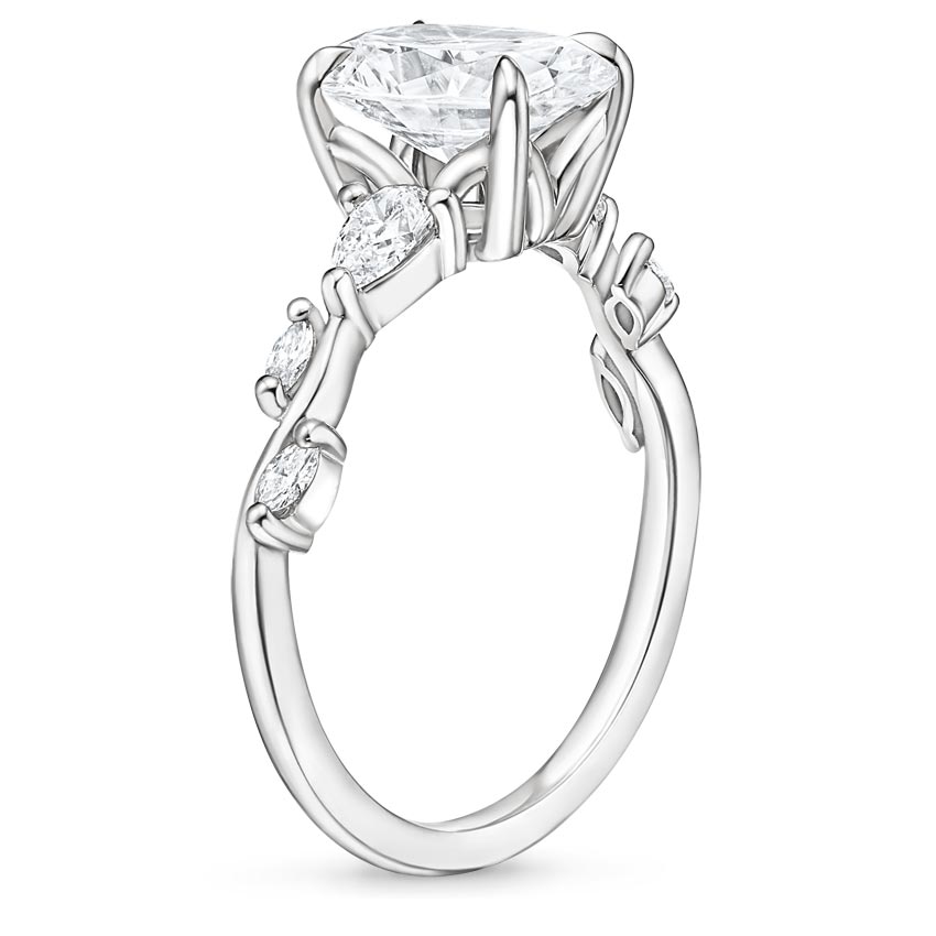 18K White Gold Agave Three Stone Diamond Ring (1/2 ct. tw.), large side view