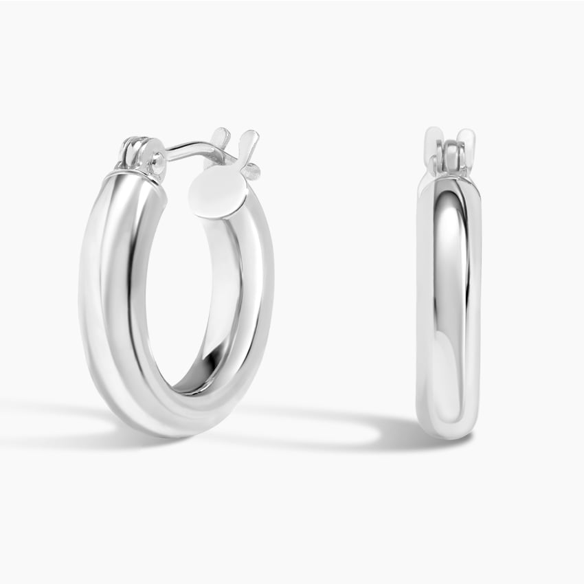 14K White Gold 3mm Huggie Perfect Hoop Earrings