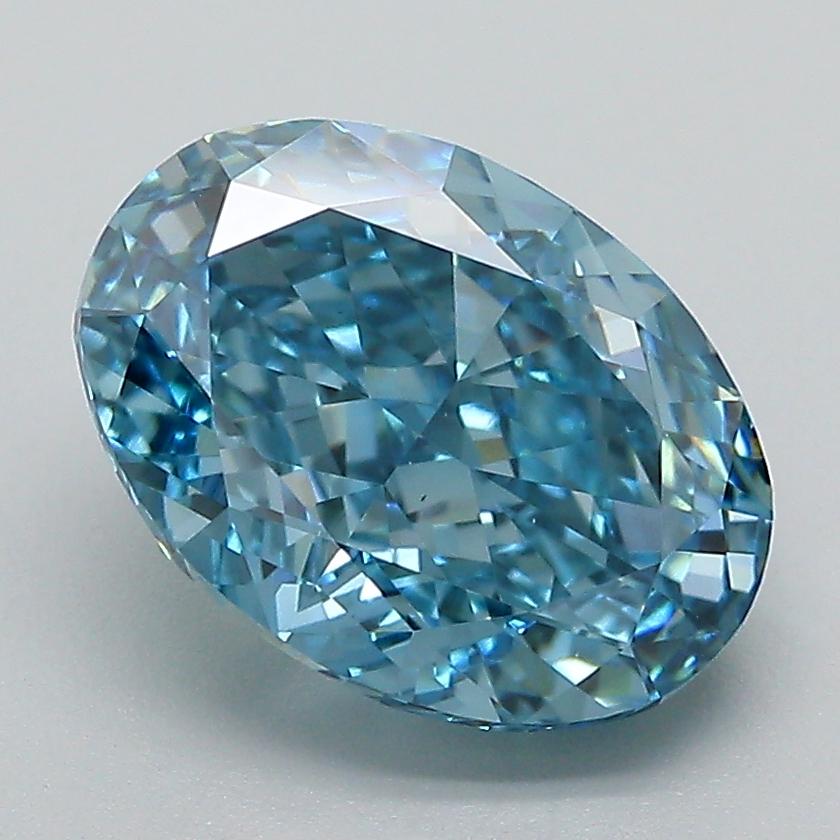 3.21 Ct. Fancy Vivid Blue Oval Lab Grown Diamond