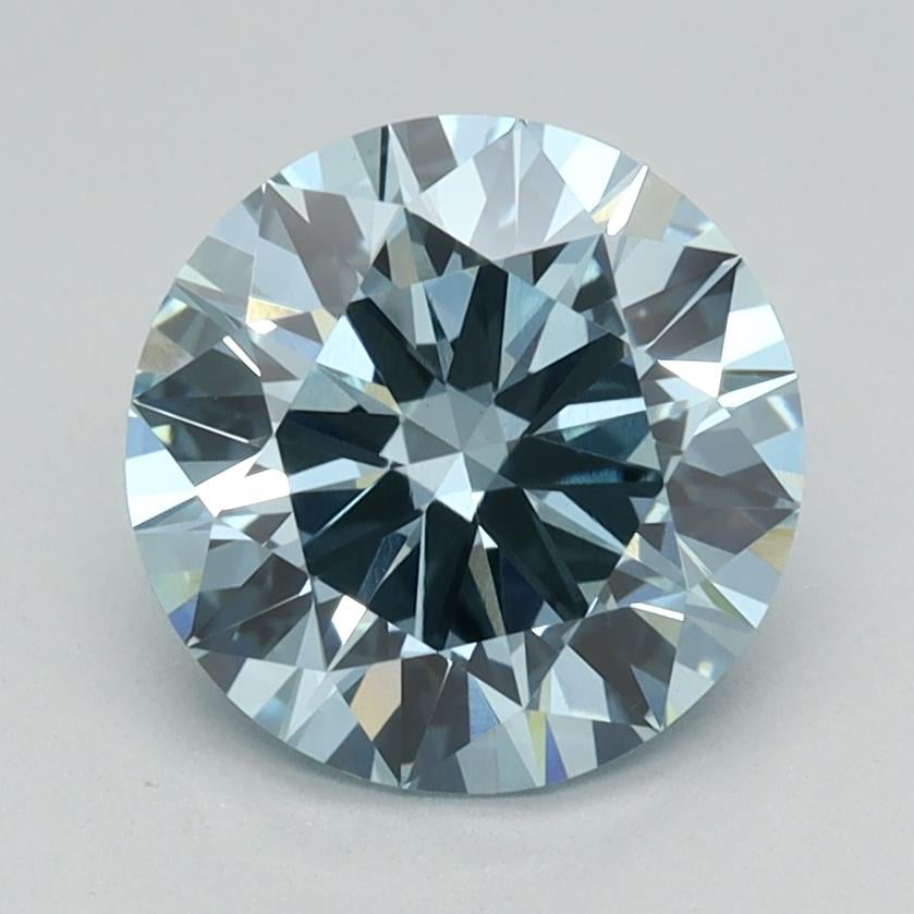 1.57 Ct. Fancy Intense Green Blue Round Lab Grown Diamond