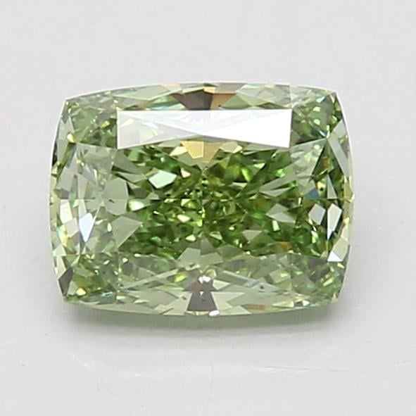 1.51 Ct. Fancy Vivid Green Cushion Lab Grown Diamond