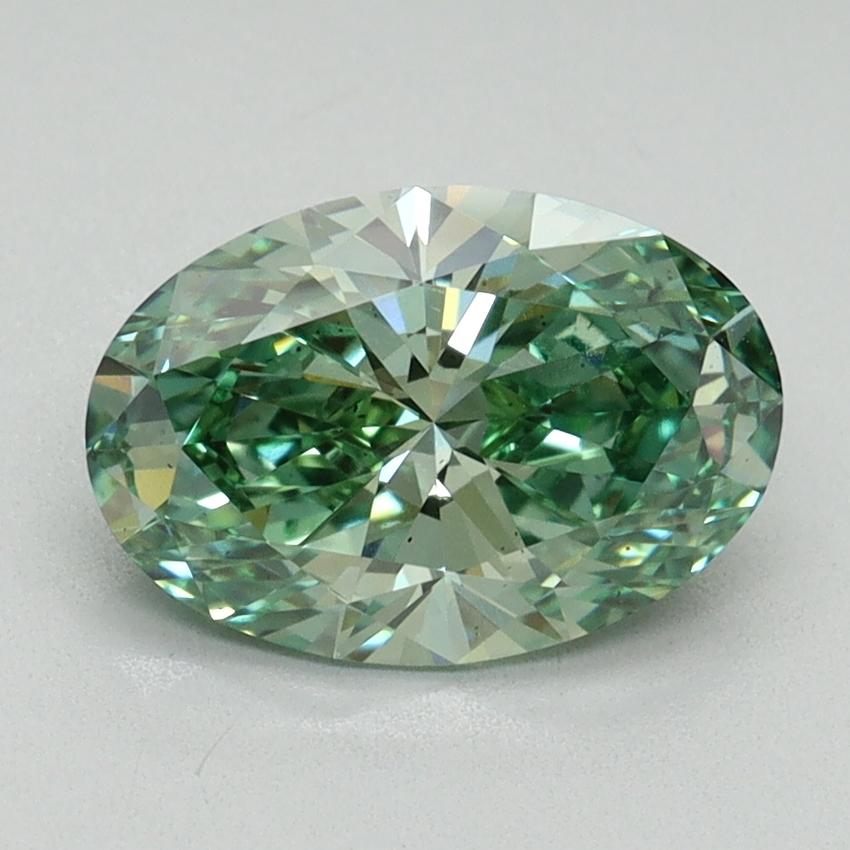 1.66 Ct. Fancy Vivid Green Oval Lab Grown Diamond