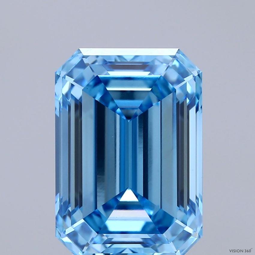 6.03 Ct. Fancy Vivid  Blue Emerald Lab Grown Diamond