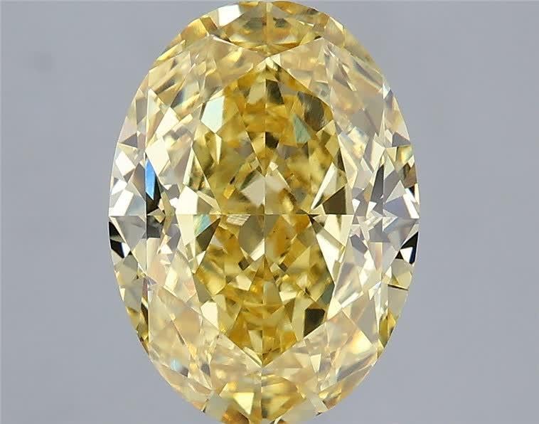 4.07 Ct. Fancy Vivid Yellow Oval Lab Grown Diamond