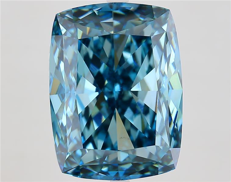 15.69 Ct. Fancy Vivid  Blue Cushion Lab Grown Diamond