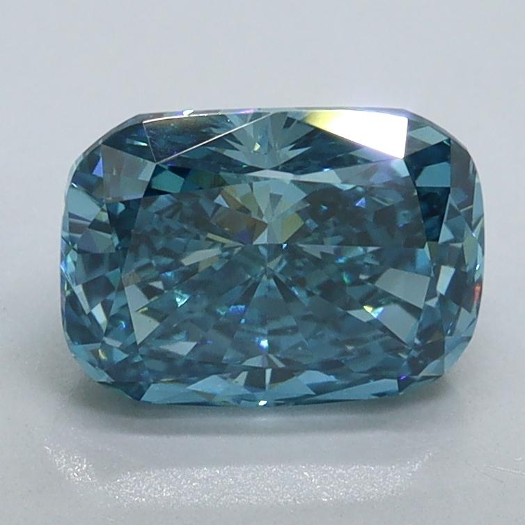 1.59 Ct. Fancy Vivid Malibu Blue Cushion Lab Grown Diamond