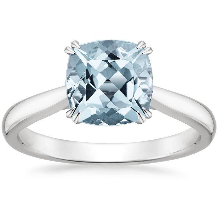 Aquamarine Audrey Ring in 18K White Gold