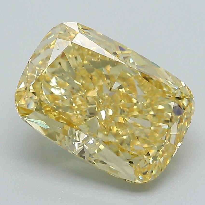 4.67 Ct. Fancy Vivid Yellow Cushion Lab Grown Diamond