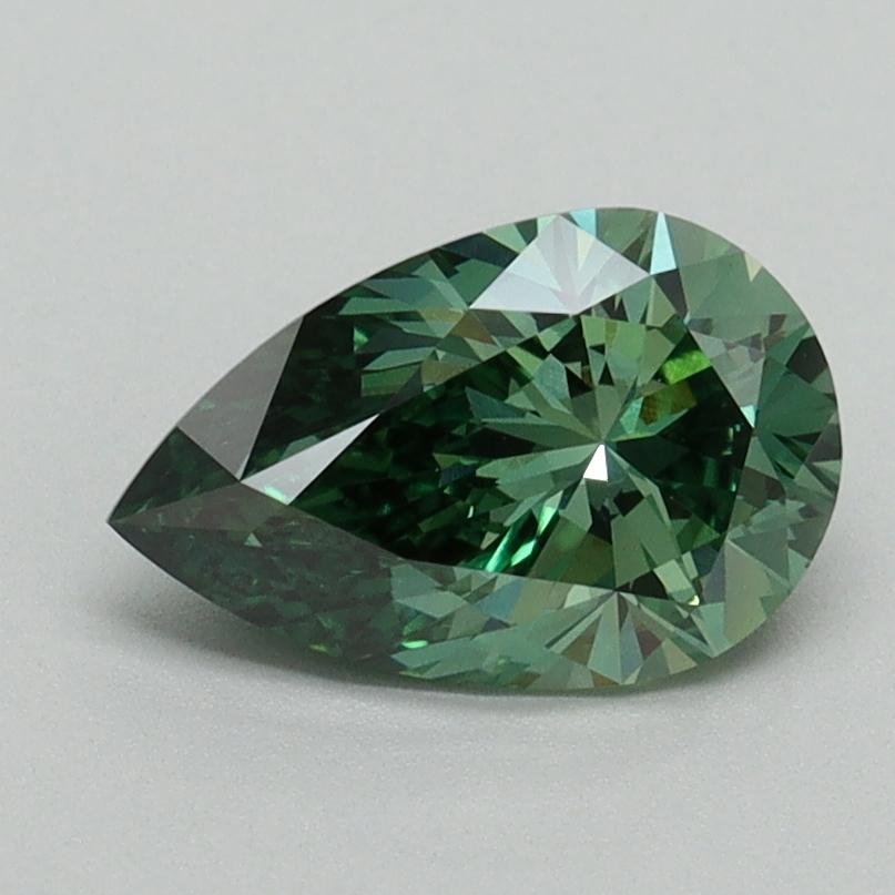 1.11 Ct. Fancy Vivid Green Pear Lab Grown Diamond