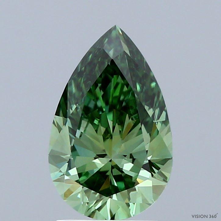 1.51 Ct. Fancy Vivid Green Pear Lab Grown Diamond