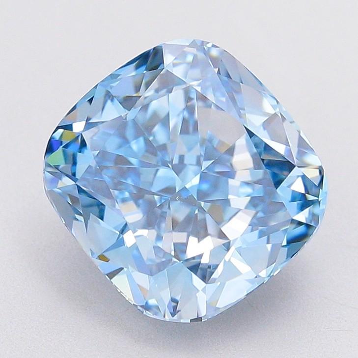 3.03 Ct. Fancy Vivid Blue Cushion Lab Grown Diamond