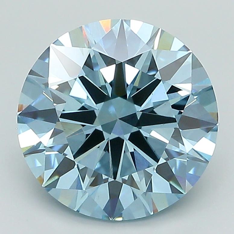 3.06 Ct. Fancy Vivid Blue Round Lab Grown Diamond
