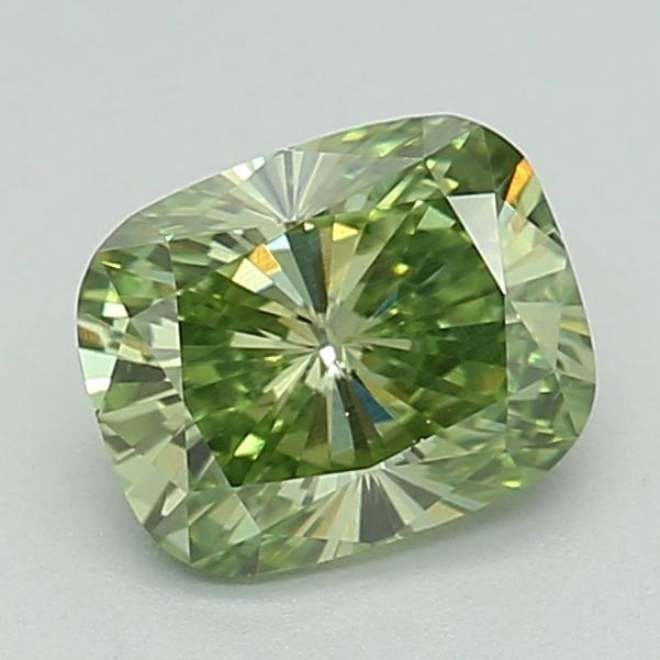 0.54 Ct. Fancy Vivid  Green Cushion Lab Grown Diamond