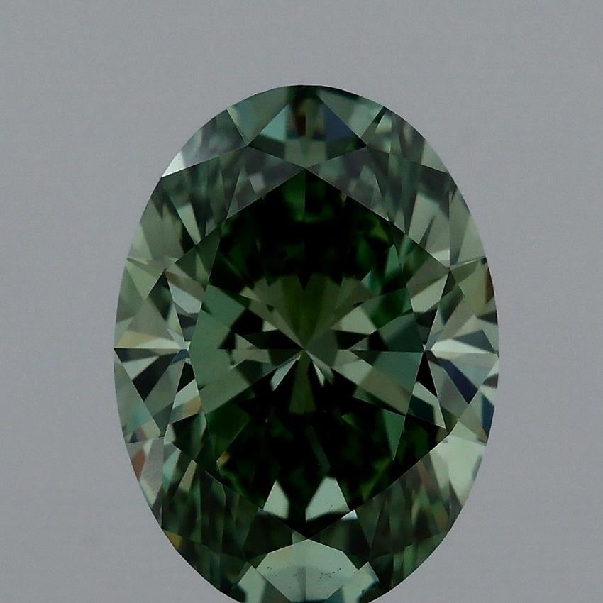 2.02 Ct. Fancy Vivid Green Oval Lab Grown Diamond
