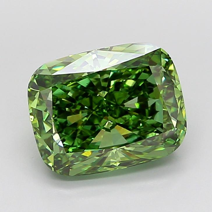5.08 Ct. Fancy Vivid  Green Cushion Lab Grown Diamond