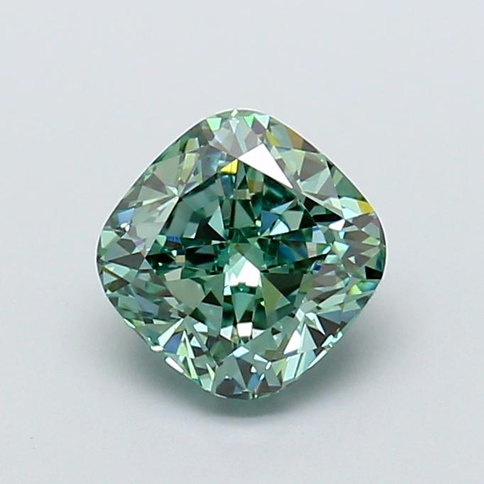 2.08 Ct. Fancy Vivid Green Cushion Lab Grown Diamond
