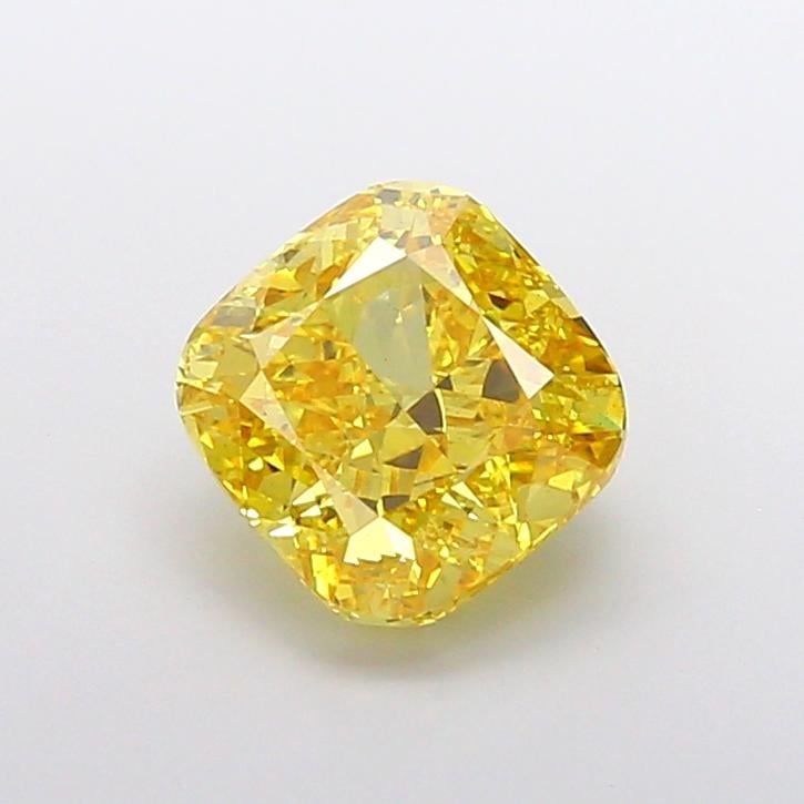 4.07 Ct. Fancy Vivid Yellow Cushion Lab Grown Diamond