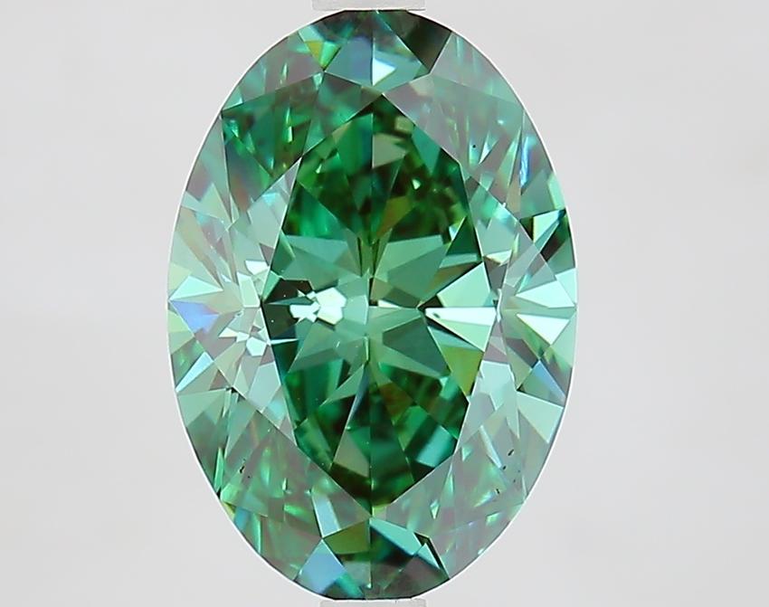 3.08 Ct. Fancy Vivid Green Oval Lab Grown Diamond