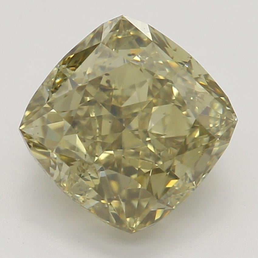 1.51 Ct. Fancy Dark Brown-Greenish Yellow Cushion Diamond