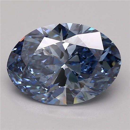 3.93 Ct. Fancy Vivid Blue Oval Lab Grown Diamond