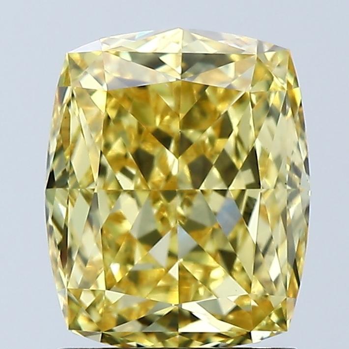 2.03 Ct. Fancy Vivid Yellow Cushion Lab Grown Diamond