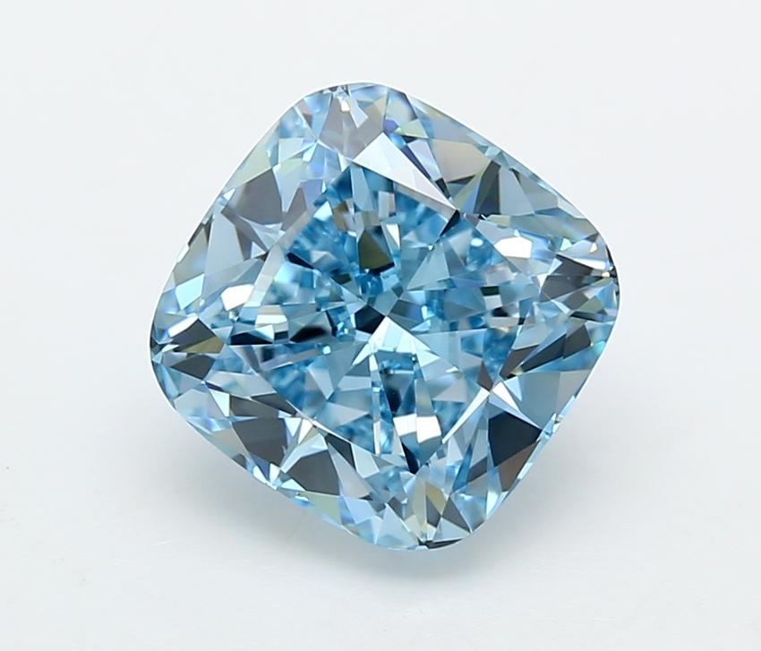 5.01 Ct. Fancy Vivid  Blue Cushion Lab Grown Diamond
