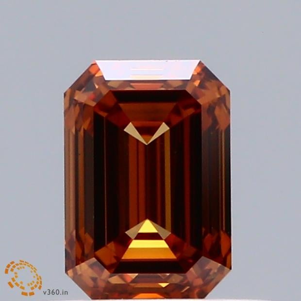 0.72 Ct. Fancy Intense  Orange Emerald Lab Grown Diamond