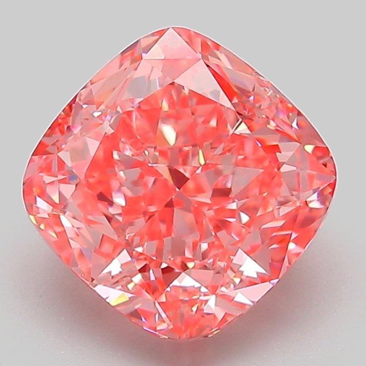 3.03 Ct. Fancy Vivid Pink Cushion Lab Grown Diamond