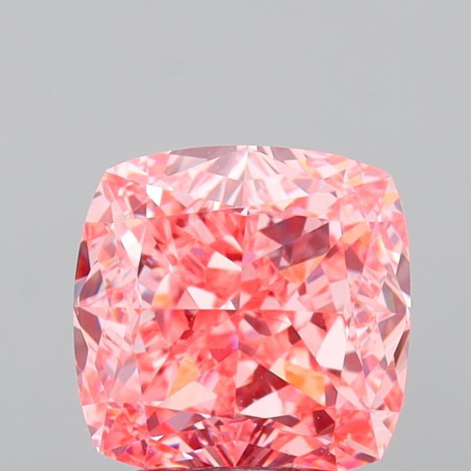 3.02 Ct. Fancy Vivid  Pink Cushion Lab Grown Diamond