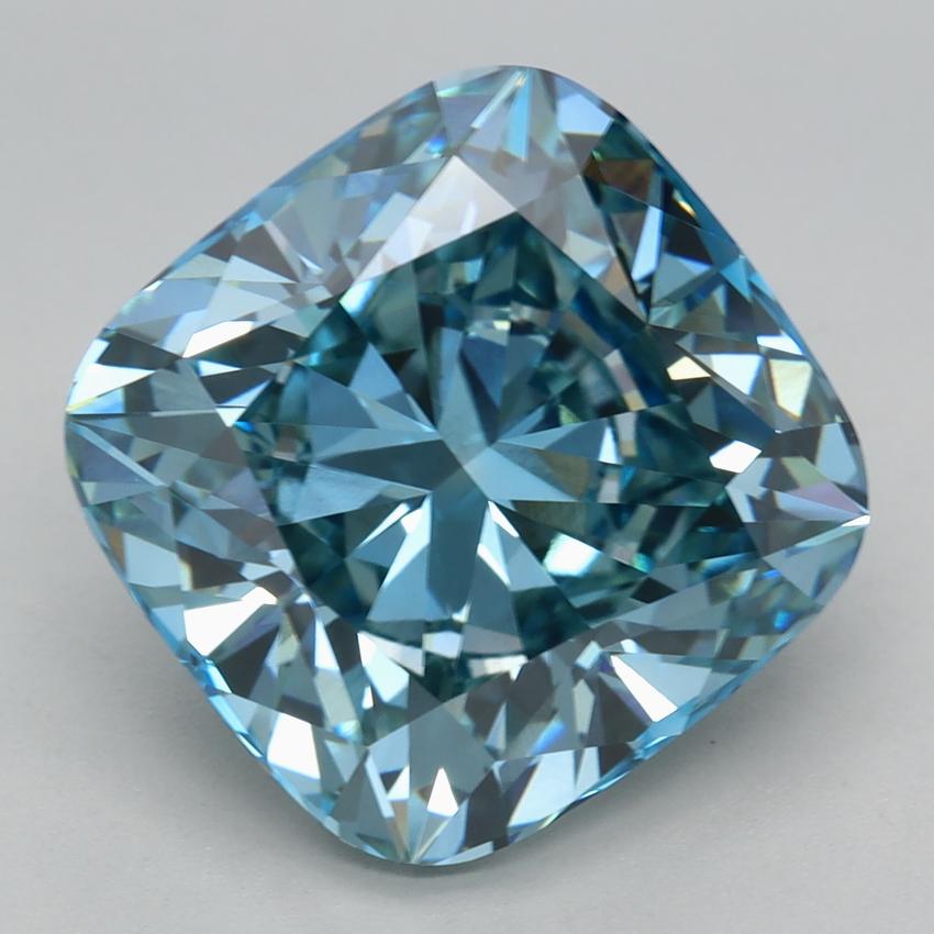 6.36 Ct. Fancy Vivid Blue Cushion Lab Grown Diamond