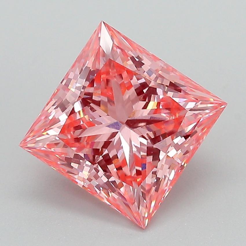 3.09 Ct. Fancy Vivid Pink Princess Lab Grown Diamond