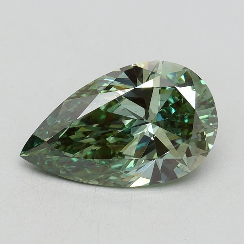 1.55 Ct. Fancy Vivid Green Pear Lab Grown Diamond