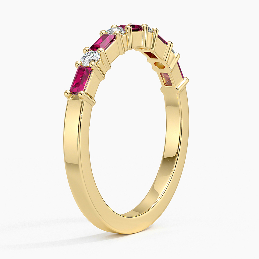 18K Yellow Gold Leona Lab Ruby and Diamond Ring
