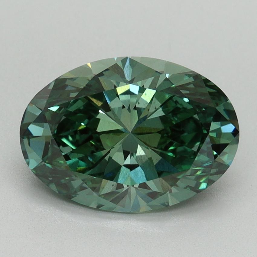 2.14 Ct. Fancy Vivid Green Oval Lab Grown Diamond