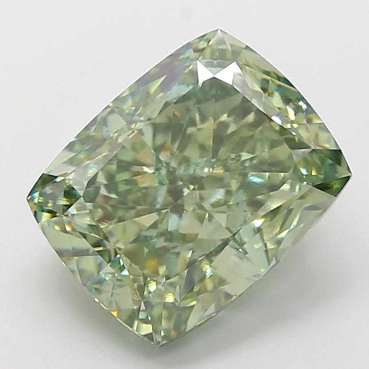 8.13 Ct. Fancy Vivid  Green Cushion Lab Grown Diamond