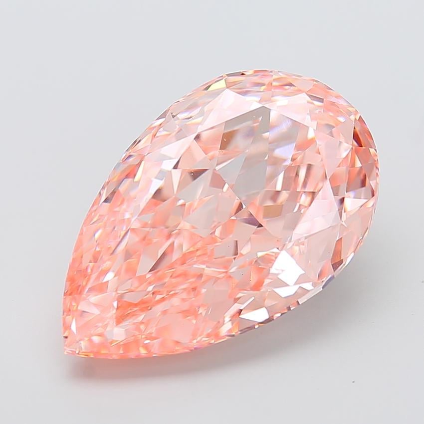 15.16 Ct. Fancy Vivid Pink Pear Lab Grown Diamond