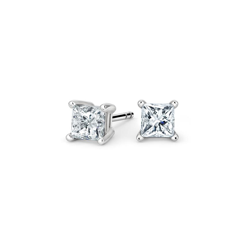 Princess Diamond Stud Earrings (1 ct 