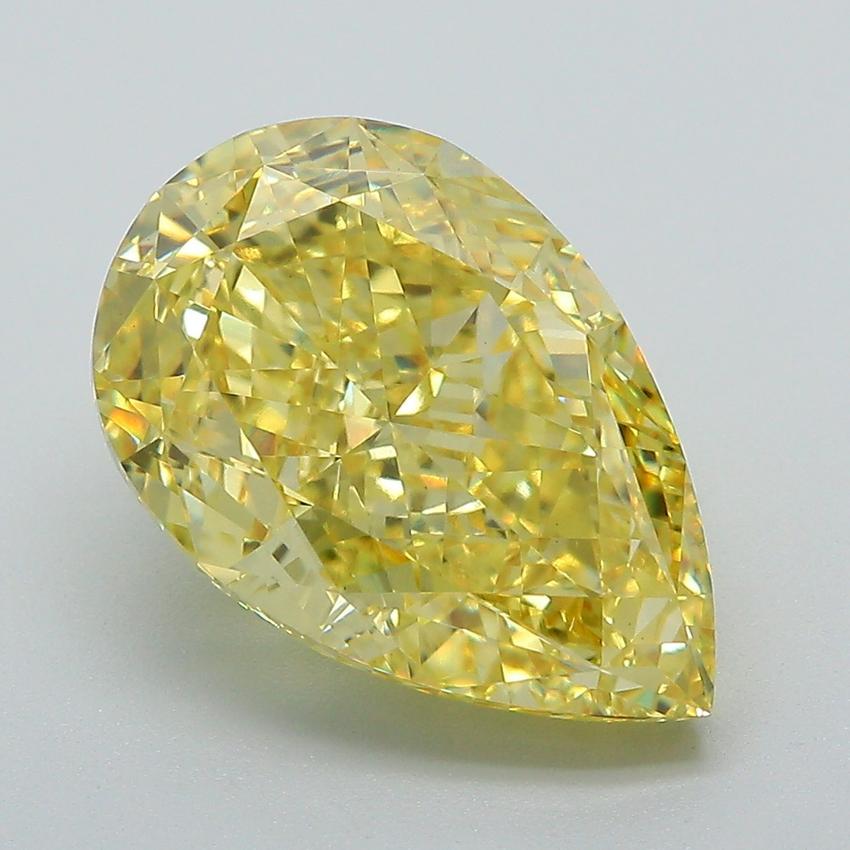 6.07 Ct. Fancy Vivid Yellow Pear Lab Grown Diamond